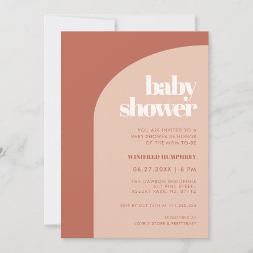 Chic peach terracotta arch Baby Shower Invitation