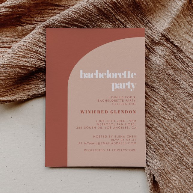 Chic peach terracotta arch bachelorette party invitation (Creator Uploaded)