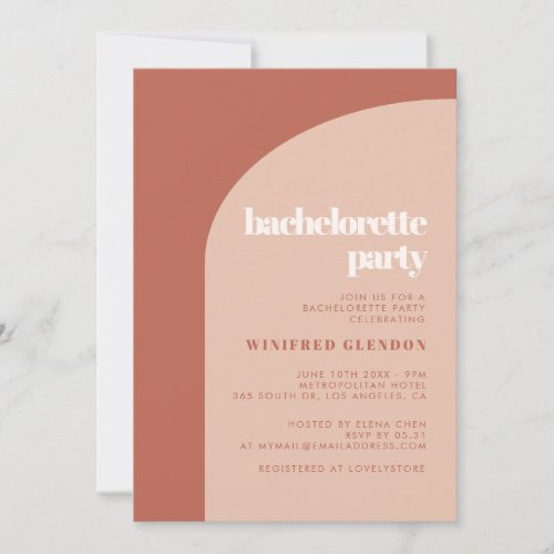 Chic peach terracotta arch bachelorette party invitation