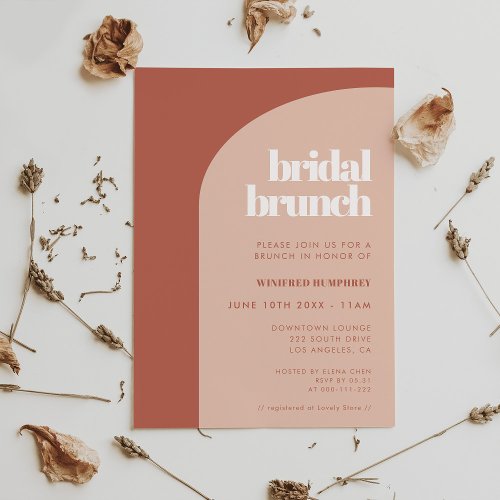 Chic peach terracotta arch Bridal Brunch Invitation