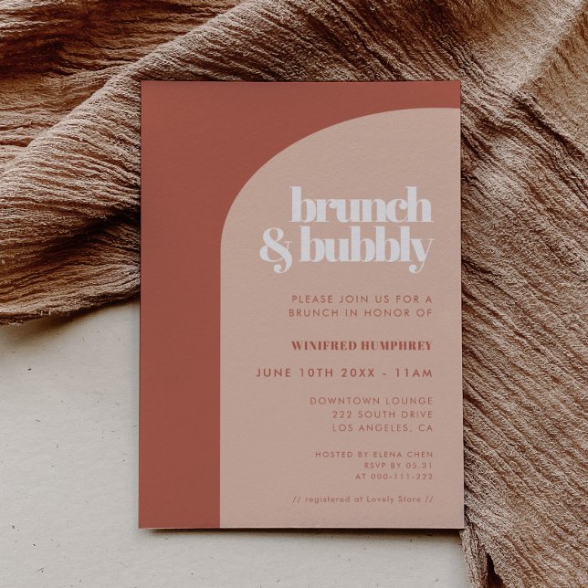 Chic Peach Terracotta Arch Brunch and Bubbly Invitation (Creator Uploaded)
