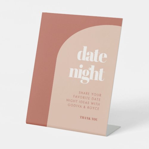 Chic peach terracotta arch Date night ideas Pedestal Sign