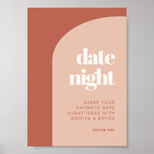 Chic peach terracotta arch Date night ideas sign