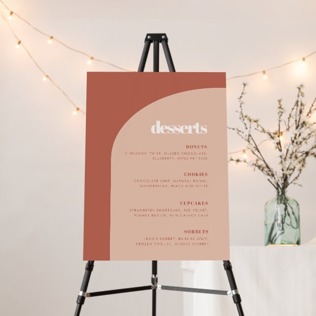 Chic Peach Terracotta Arch Dessert Bar Sign (In Situ (Stand))