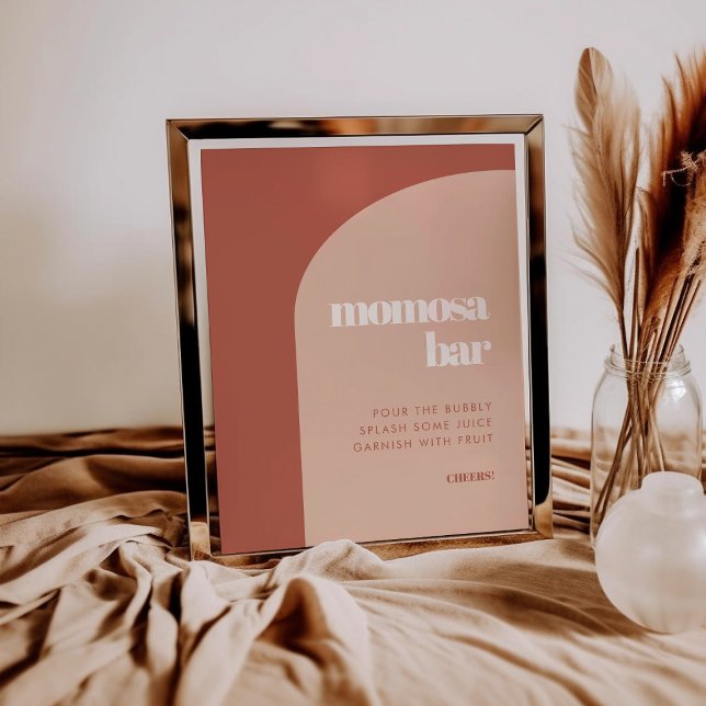 Chic peach terracotta arch Momosa bar sign (Creator Uploaded)