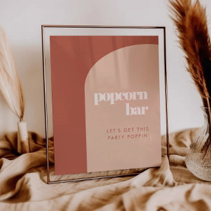 Chic peach terracotta arch Popcorn bar sign