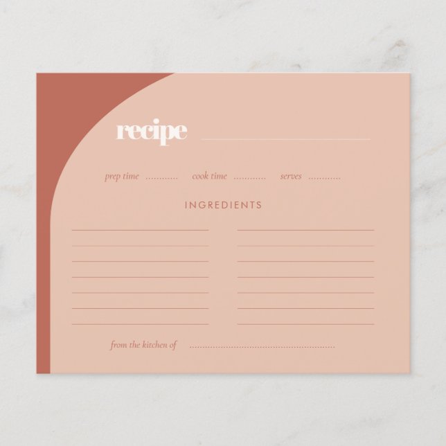 Chic peach terracotta arch Recipe card (Front)