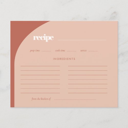 Chic peach terracotta arch Recipe card