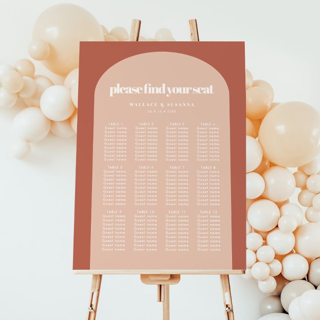 Chic peach terracotta arch seating chart Sign (Creator Uploaded)