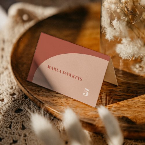 Chic peach terracotta arch wedding place card