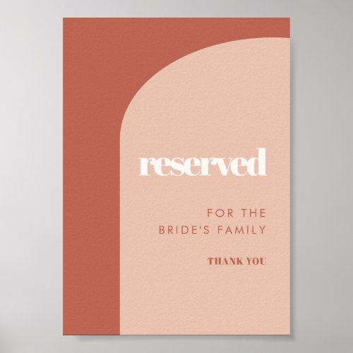Chic peach terracotta arch wedding Reserved sign