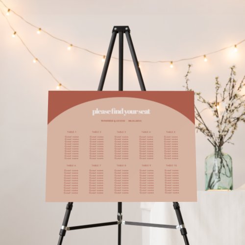 Chic peach terracotta arch wedding Seating chart Foam Board