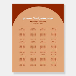 Chic Peach Terracotta Arch Wedding Seating Chart Foam Board