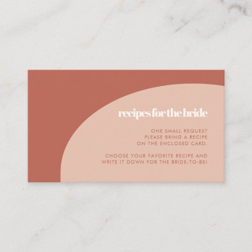 Chic peach terracotta Bridal shower Recipe card