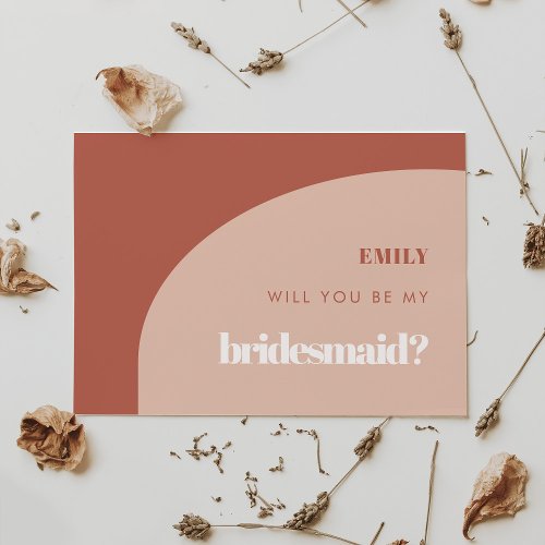 Chic peach terracotta Bridesmaid proposal card