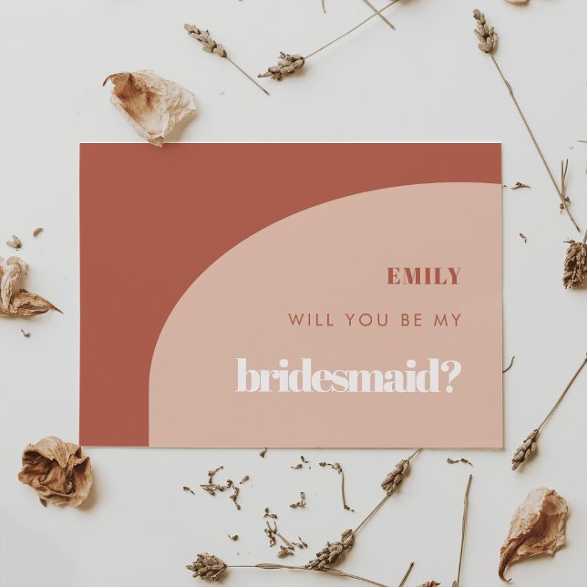 Chic peach terracotta Bridesmaid proposal card (Creator Uploaded)
