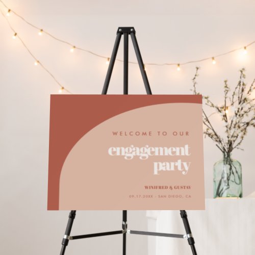 Chic peach terracotta Engagement party welcome Foam Board