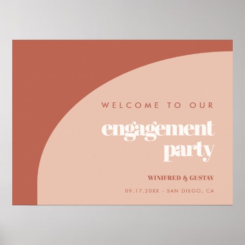 Chic peach terracotta Engagement party welcome Poster