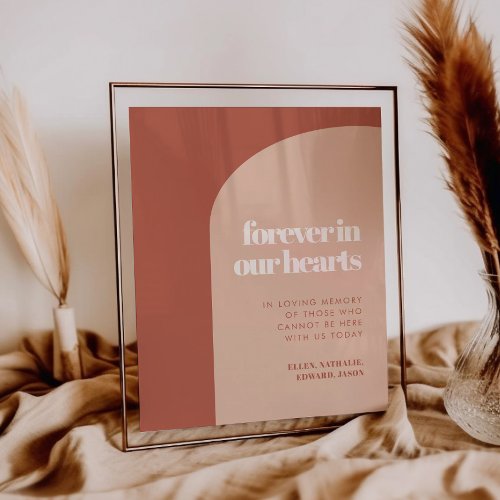 Chic peach terracotta Forever in our hearts sign