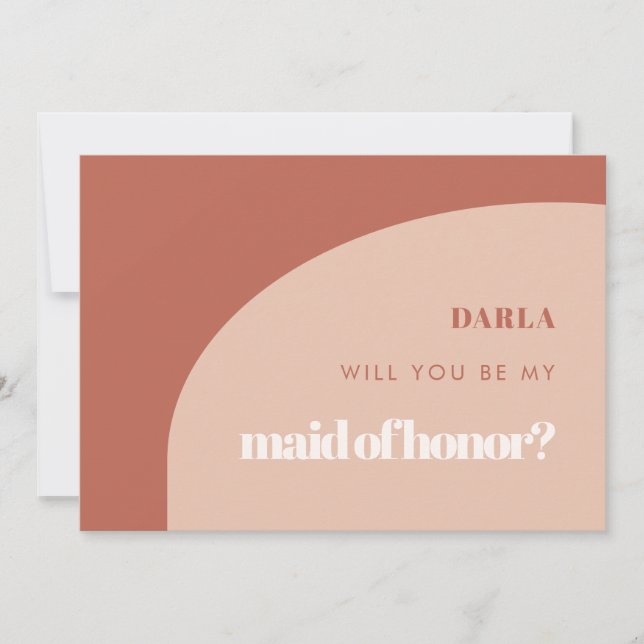 Chic peach terracotta Maid of honor proposal card (Front)