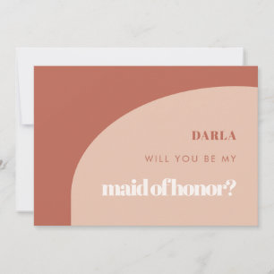 Chic peach terracotta Maid of honor proposal card