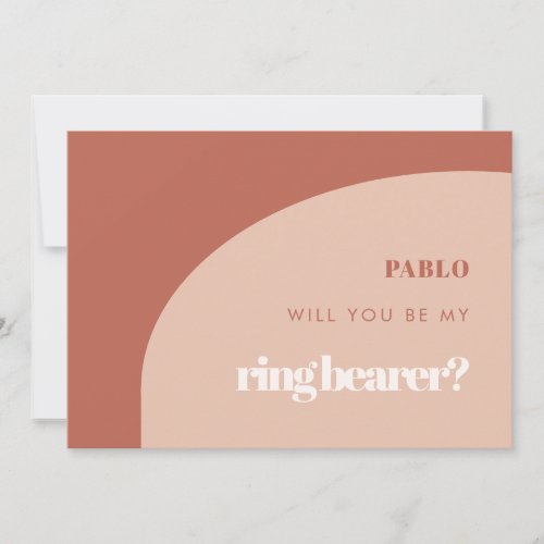 Chic peach terracotta Ring Bearer Proposal card