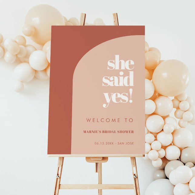 Chic peach terracotta She said yes Bridal Shower Foam Board (Creator Uploaded)