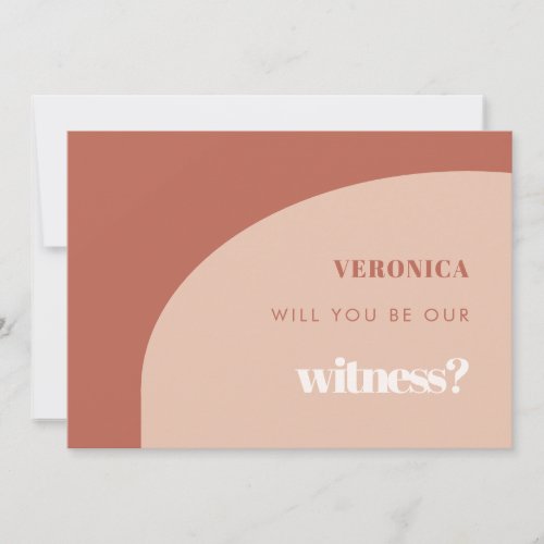 Chic peach terracotta Will you be our witness card