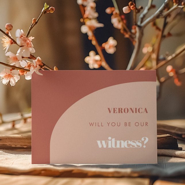 Chic peach terracotta Will you be our witness card (Creator Uploaded)