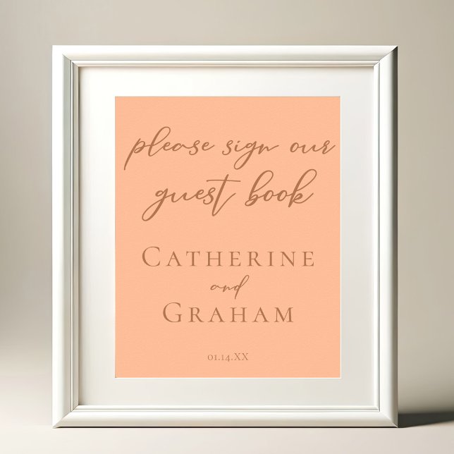 Chic Peach Wedding Sign Our Guest Book Poster (Creator Uploaded)
