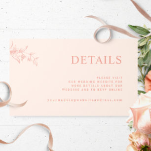 Chic Peach Wedding Website / Details Enclosure Card