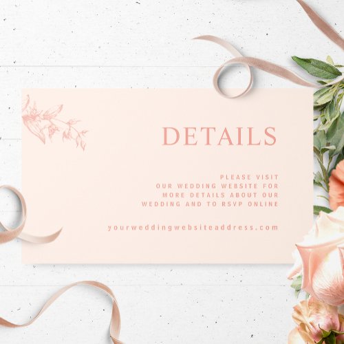 Chic Peach Wedding Website  Details Enclosure Card