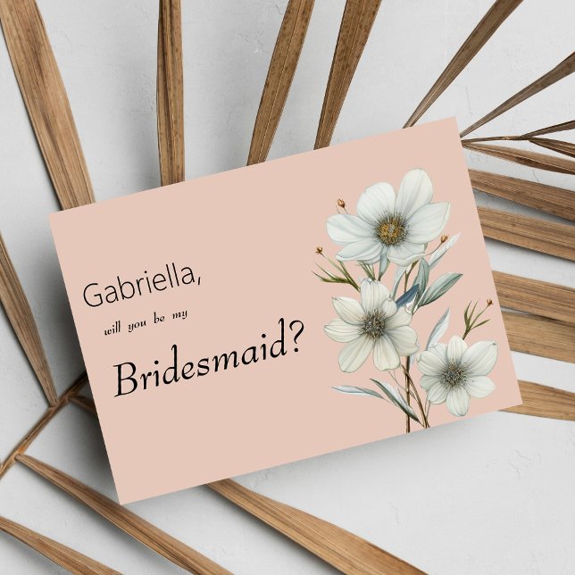 Chic peach white mint floral spring Bridesmaid Invitation (Chic peach white mint floral spring Bridesmaid)