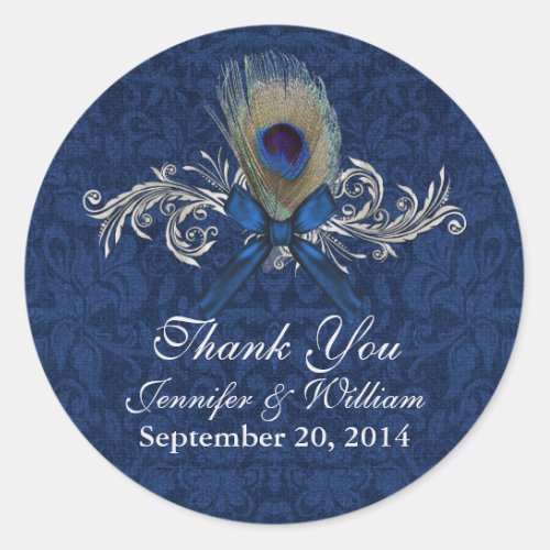 Chic Peacock Feather Wedding Favor Sticker