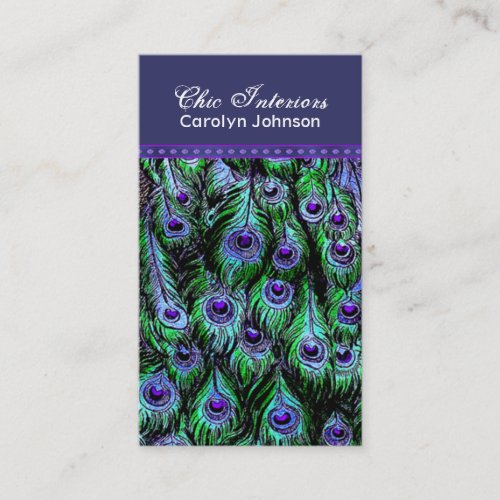 Chic Peacock Feathers Business Card