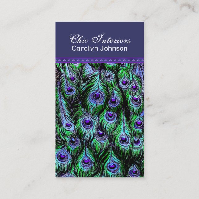 Chic Peacock Feathers Business Card (Front)
