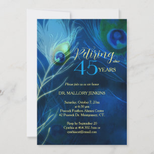 Chic Peacock Feathers Retirement Party Invitation