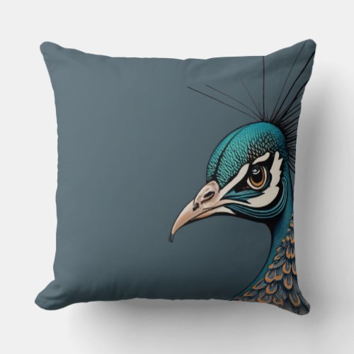 Chic Peacock Head  Throw Pillow