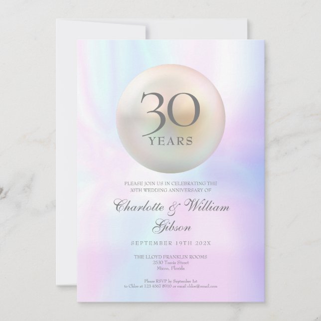 Chic Pearl 30th Anniversary Invitation (Front)
