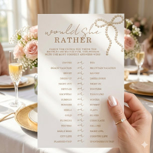 Chic Pearl Bow Would She Rather Bridal Shower Game