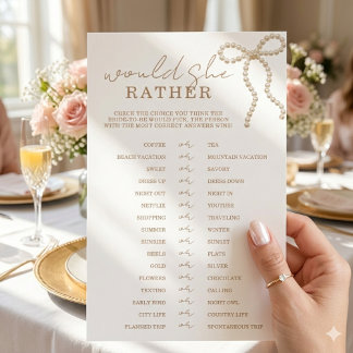 Chic Pearl Bow Would She Rather Bridal Shower Game