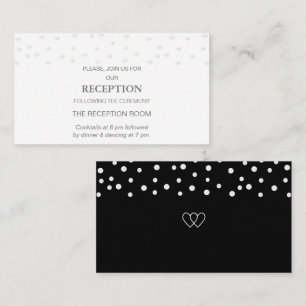 Chic Pearl Confetti on Black & White Wedding Enclosure Card