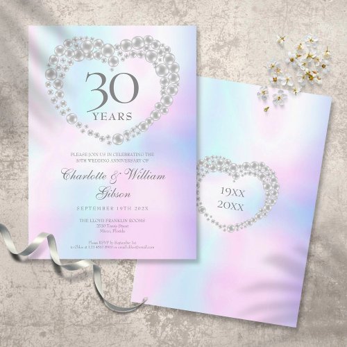 Chic Pearl Heart 30th Anniversary Invitation