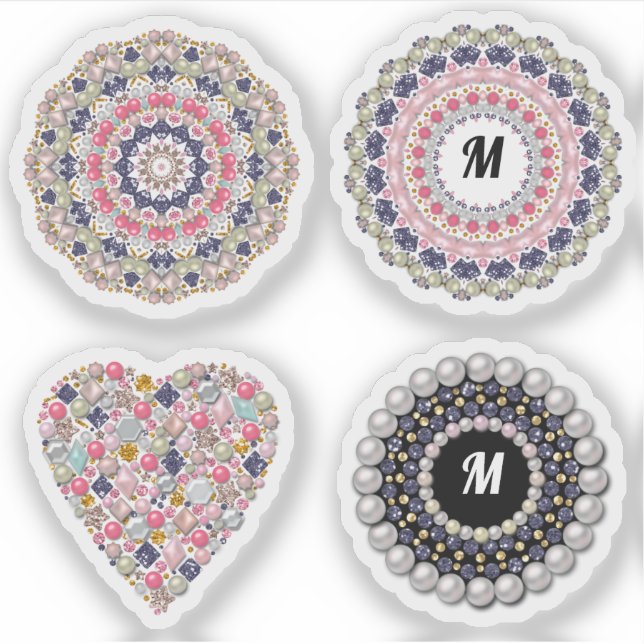 Chic pearl set, mandala, brooch, decoration, pearl sticker (Front)