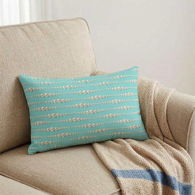 Chic Pearl & Teal Accent Pillow (Creator Uploaded)