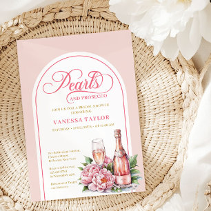 Chic Pearls and Prosecco Bridal Shower Card