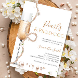 Chic Pearls and Prosecco Bridal Shower  Invitation