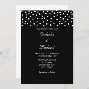 Chic Pearls on Black and White Wedding Invitation