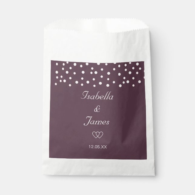 Chic pearls on cassis Wedding Favor Bag (Front)