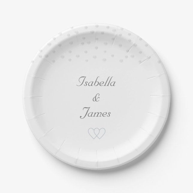 Chic pearls on white background Wedding Paper Plates (Front)